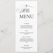 Menu Calligraphie minimale noir et blanc | Dîner de mar (Devant)