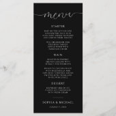 Menu Calligraphie minimaliste moderne Mariage noir (Devant)