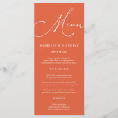 Menu Calligraphie moderne mariage coucher de soleil à V (Devant)