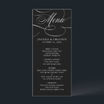 Menu Calligraphie moderne mariage noir blanc intemporel<br><div class="desc">Un menu de mariage intemporel et élégant avec un script de calligraphie raffiné sur un arrière - plan classique,  parfait pour une célébration mariage formelle et sophistiquée. Pour la personnalisation ou des produits supplémentaires avec ce design,  n'hésitez pas à me contacter.</div>