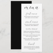 Menu Calligraphie moderne noir et blanc Élégant mariage (Devant / Derrière)