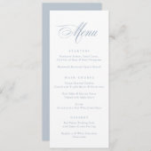 Menu Calligraphie moderne Script Dusty Blue Mariage Men (Devant / Derrière)