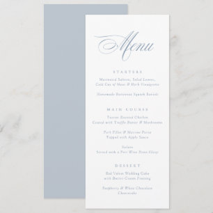 Menu Calligraphie moderne Script Dusty Blue Mariage Men