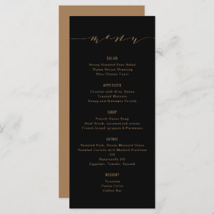Menu Calligraphie moderne simple Noir et Bronze