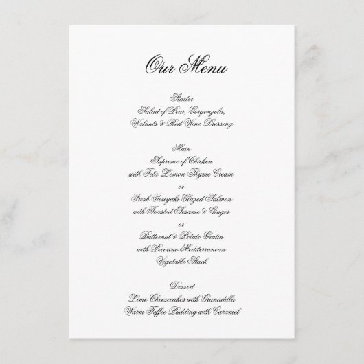 Menu Calligraphie Monogramme noir et blanc Mariage offi (Devant)