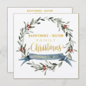 Menu Calligraphie Or Élégant Sprig Dîner de Noël (Devant / Derrière)