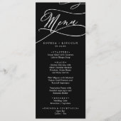 Menu Calligraphie romantique | Dîner Mariage noir foncé (Devant)