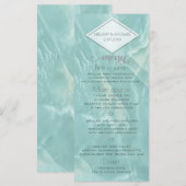 Menu Calligraphie romantique en marbre turquoise (Devant / Derrière)