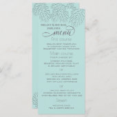 Menu Calligraphie romantique en relief bleu puriste (Devant / Derrière)