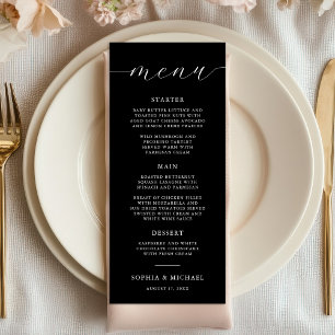 Menu Calligraphie romantique moderne Mariage noir