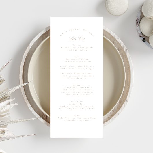 Menu Calligraphie rose pâle classique Mariage officiel