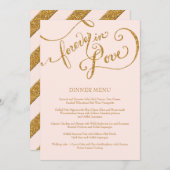 Menu Calligraphie Script Forever in Love Gold Parties s (Devant / Derrière)