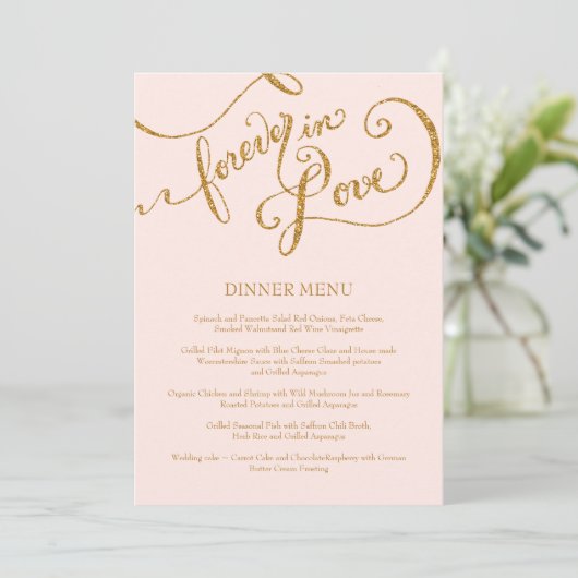 Menu Calligraphie Script Forever in Love Gold Parties s (Debout devant)