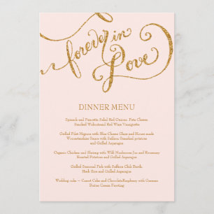 Menu Calligraphie Script Forever in Love Gold Parties s