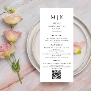 Menu Calligraphie simple Code QR Mariage rustique