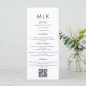 Menu Calligraphie simple Code QR Mariage rustique (Debout devant)