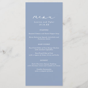 Menu Calligraphie simple et élégante Dusty Blue Mariage