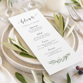 Menu Calligraphie simple mariage de verdure rustique