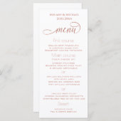 Menu Calligraphie simple minimaliste romantique rose go (Devant / Derrière)