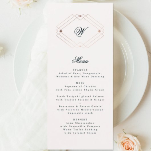Menu Calligraphie Typographie Monogramme Mariage Gold D