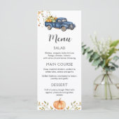 Menu Camion bleu, menu imprimable citrouille modif (Debout devant)