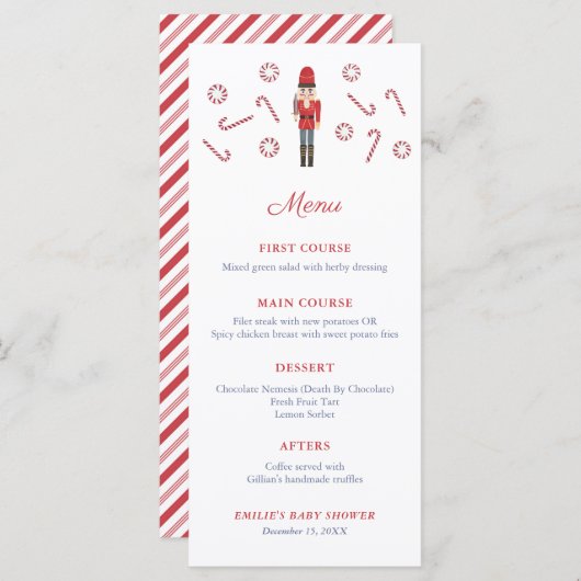 Menu Canneberges en bonbons Casse-Noisette rouge Fête d (Devant / Derrière)