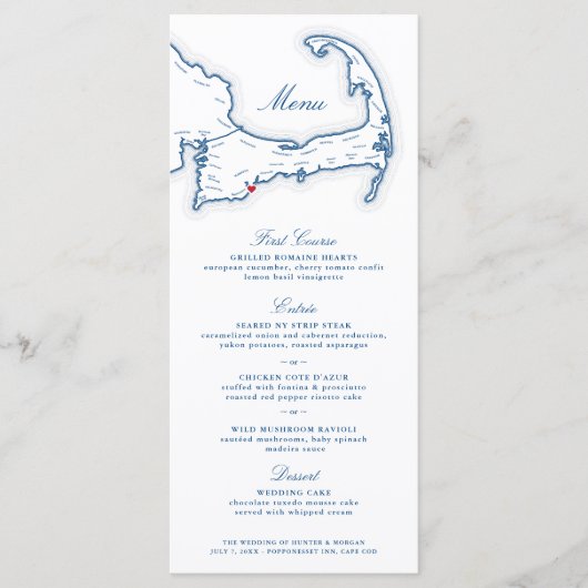 Menu Cape Cod Destination Mariage Marine Blue (Devant)