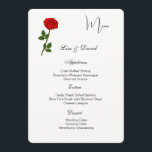 Menu Card-Red Rose<br><div class="desc">This Menu Card template is shown on the basic paper in white with a lovely red rose print design. Script and standard text in a black color. Customize the names and menu items by clicking the customize or edit button, use the offered templates to change to your information. Stock Print...</div>