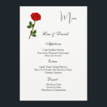 Menu Card-Red Rose<br><div class="desc">This Menu Card template is shown on the basic paper in white with a lovely red rose print design. Script and standard text in a black color. Customize the names and menu items by clicking the customize or edit button, use the offered templates to change to your information. Stock Print...</div>