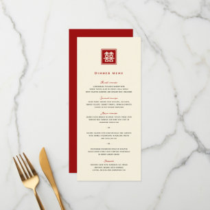 Menu Carré classique double bonheur Mariage chinois