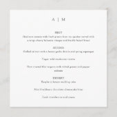 Menu Carré de mariage blanc monogramme classique (Devant)