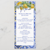 Menu Carrelage bleu italien Citrons Côte Amalfi Mariage (Devant)