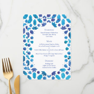 Menu Carrelage bleu Mariage côtier