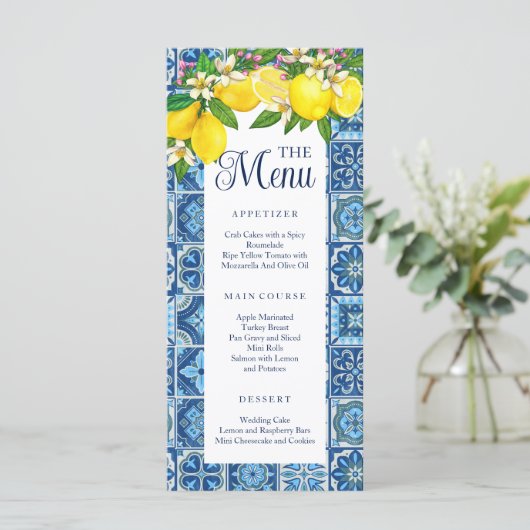 Menu Carrelage Méditerranéen et Citrons (Debout devant)