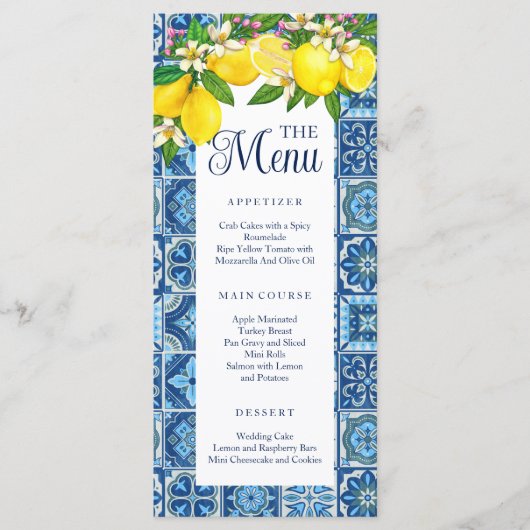 Menu Carrelage Méditerranéen et Citrons (Devant)