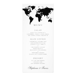 Menu Carte du monde Couleurs modifiables noir blan