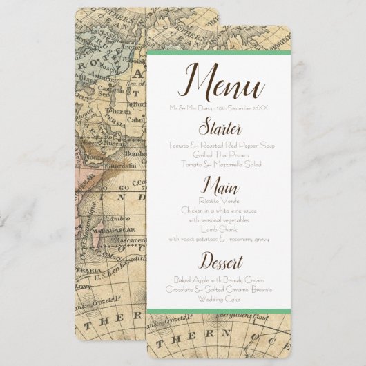 Menu Carte vintage (Devant / Derrière)