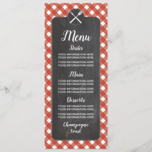 Menu Cartes de Mariage Rouge En vichy Chalk BBQ