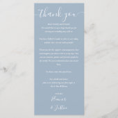 Menu Carton de table remerciement Dusty Blue pour récep (Devant)