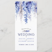 Menu cascade aquarelle bleu gris mariage d'hiver (Devant)