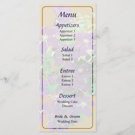 Menu Cascade de Clematis Menu... (Devant)