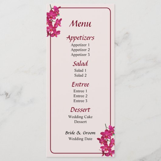 Menu Cascade d'Orchidées Magenta Menu... (Devant)