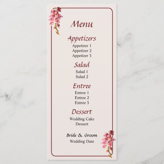 Menu Cascade d'orchidées roses (Devant)