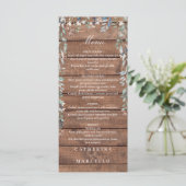 Menu Cascade Floral en Bois Rustique Monogramme Mariage (Debout devant)