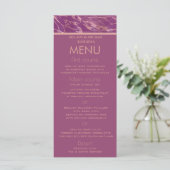Menu Cassis rose marbre doré romantique design élégant. (Debout devant)