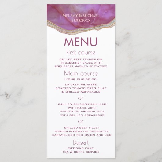Menu Cassis simple chic agate romantique élégant (Devant)