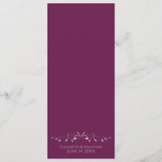 Menu Cassis simple et élégant et Mariage en argent (Dos)