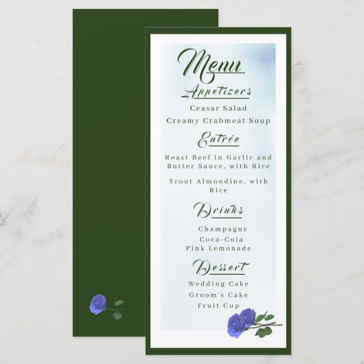 Menu catholique Misty-Blue et Mariage vert (Devant / Derrière)