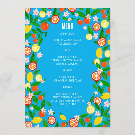 Menu Célébration Citrus CUSTOM Bold Été LEMON LIME (Devant)