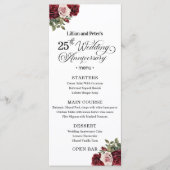 Menu Célébration de mariage de 25 ans avec des fleurs é (Devant)